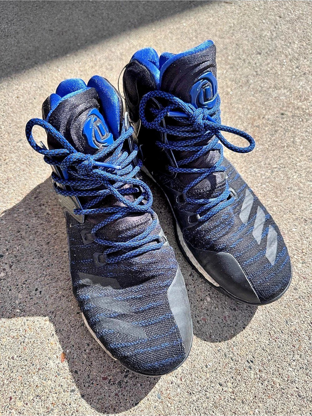 adidas D Rose 7 Primeknit Black Blue Basketball Shoes BB8896 Men's Size 8